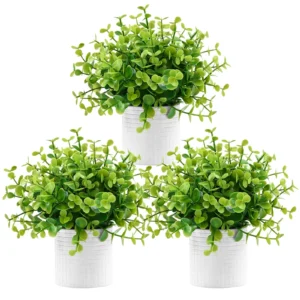Lyacmy 3-Piece Eucalyptus Artificial Plants in Ceramic Pots