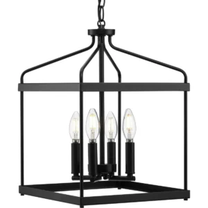 Better Homes & Gardens 4-Light Farmhouse Black Lantern Pendant Light
