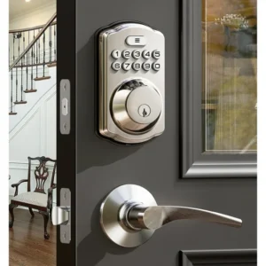 Veise Keyless Entry Door Lock with Handles – Satin Nickel Digital Smart Lock