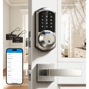 Veise Fingerprint Smart Lock with Handle Set – Satin Nickel